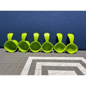 Nested Green Tupperware Measuring Cups with Curved Green Handle Set of 6